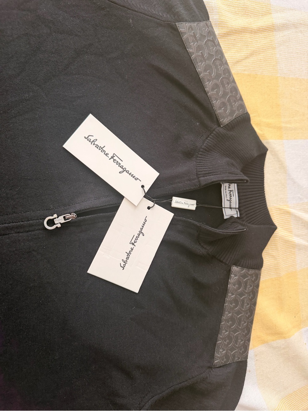 Salvatore Ferragamo Black Men's Zip-Up Sweater - Picture 10 of 16